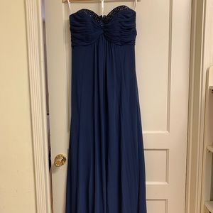 Navy David’s Bridal bridesmaid dress
